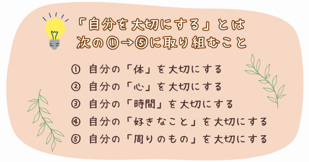 自分を大切にするとは次の①〜⑤に取り組むこと