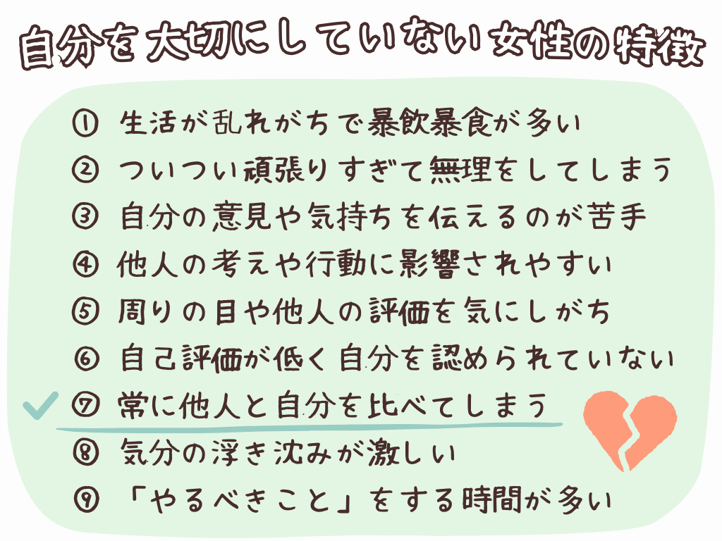 ⑦常に他人と自分を比べてしまう