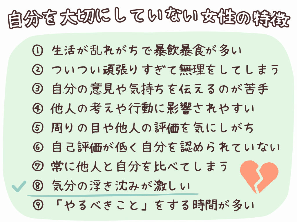 ⑧気分の浮き沈みが激しい