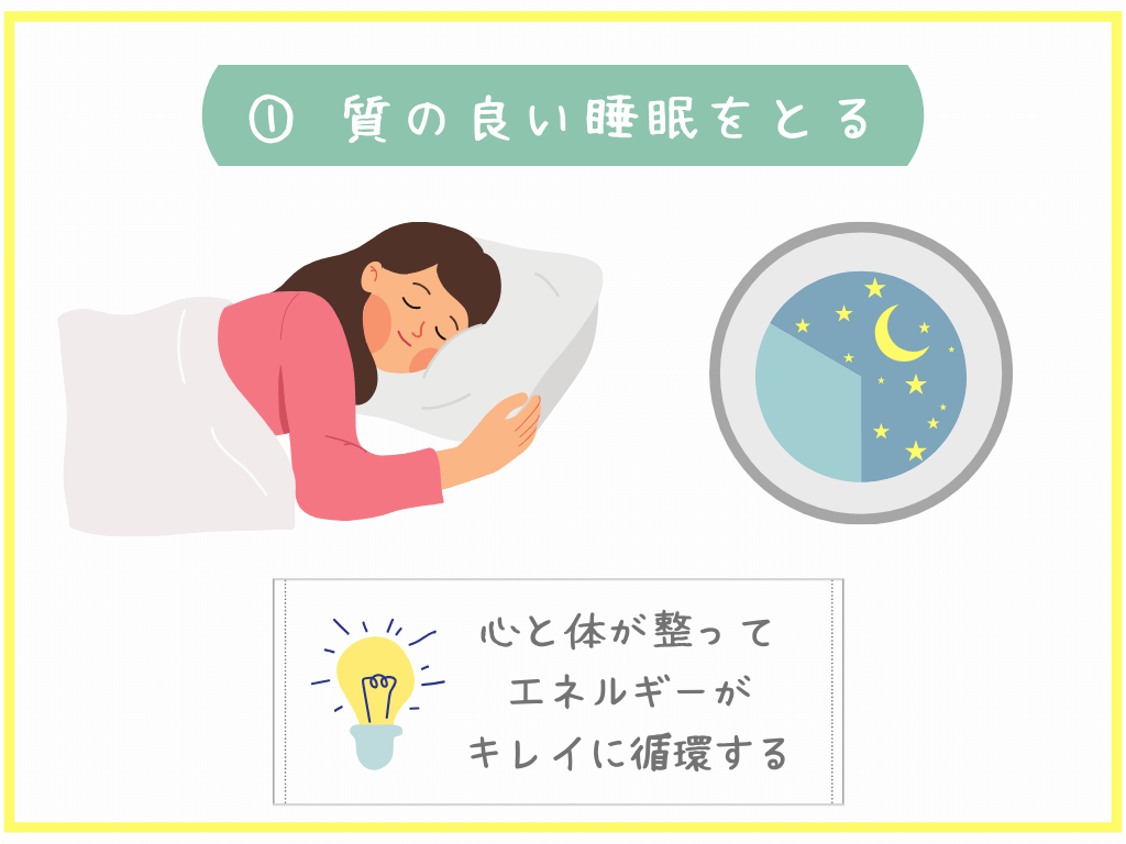 ①質の高い睡眠をとる