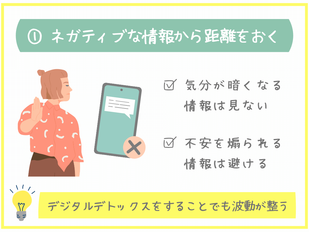 ①ネガティブな情報から距離をおく