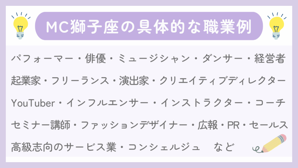 MC獅子座の具体的な職業例