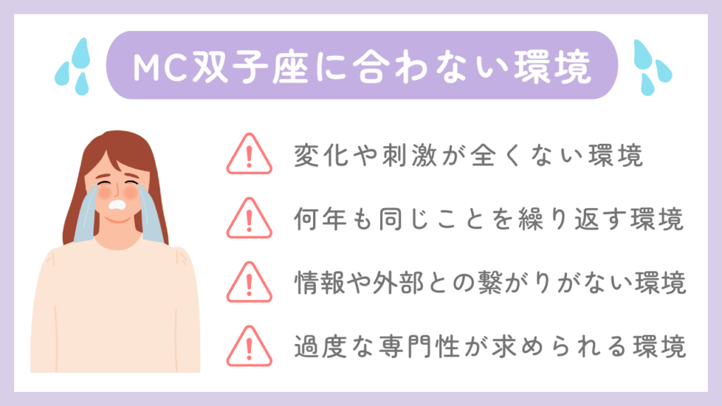MC双子座に合わない環境