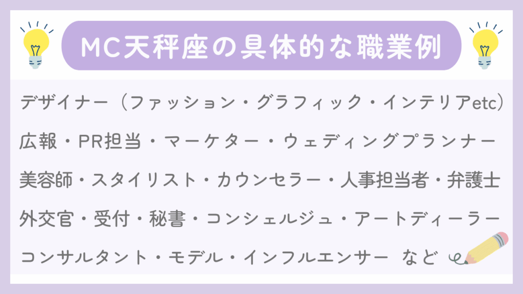 MC天秤座の具体的な職業例