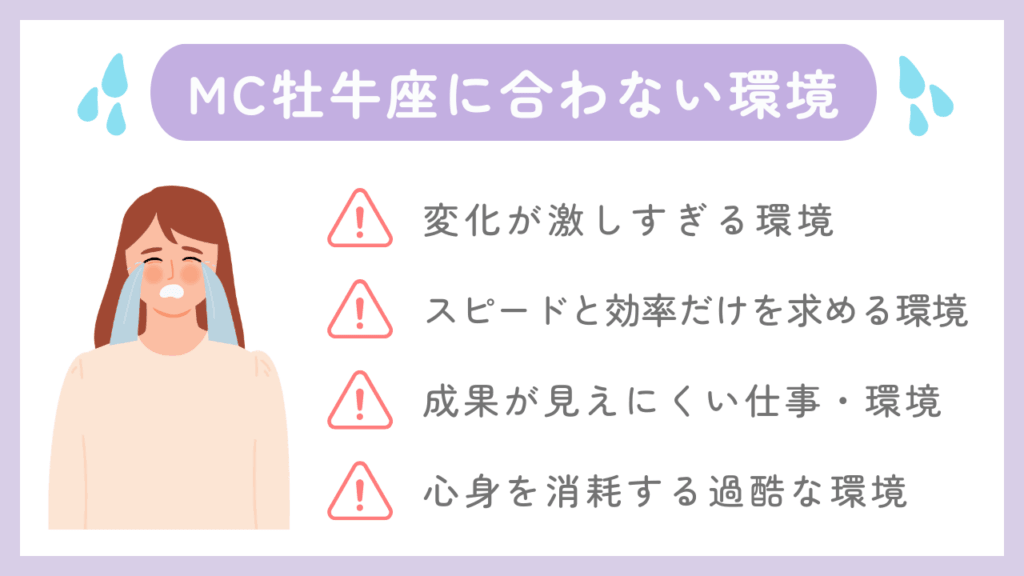 MC牡牛座に合わない環境