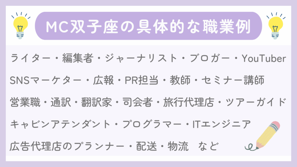 MC双子座の具体的な職業例