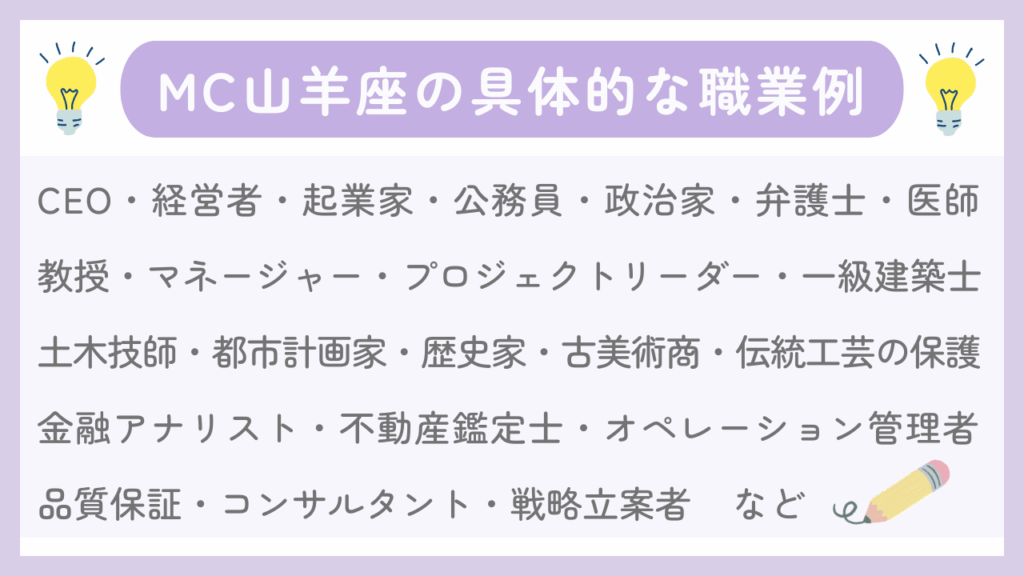 MC山羊座の具体的な職業例