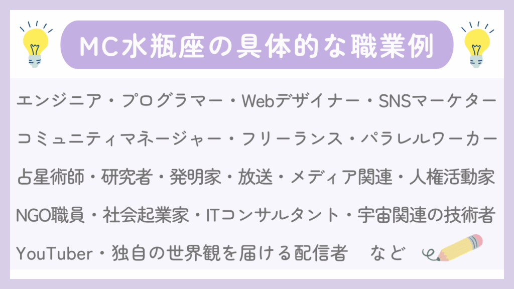 MC水瓶座の具体的な職業例