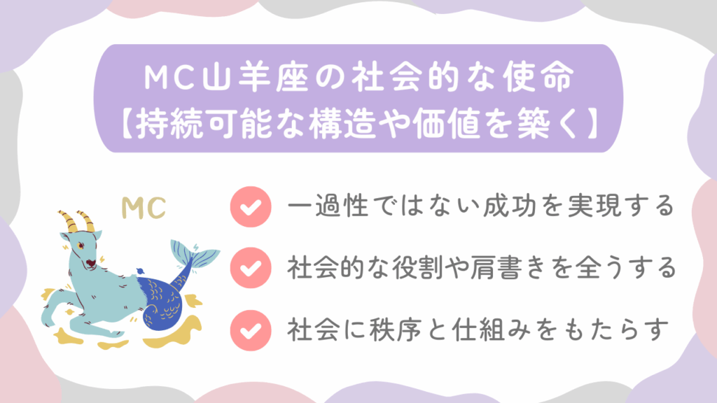 MC山羊座の社会的な使命【持続可能な構造や価値を築く】